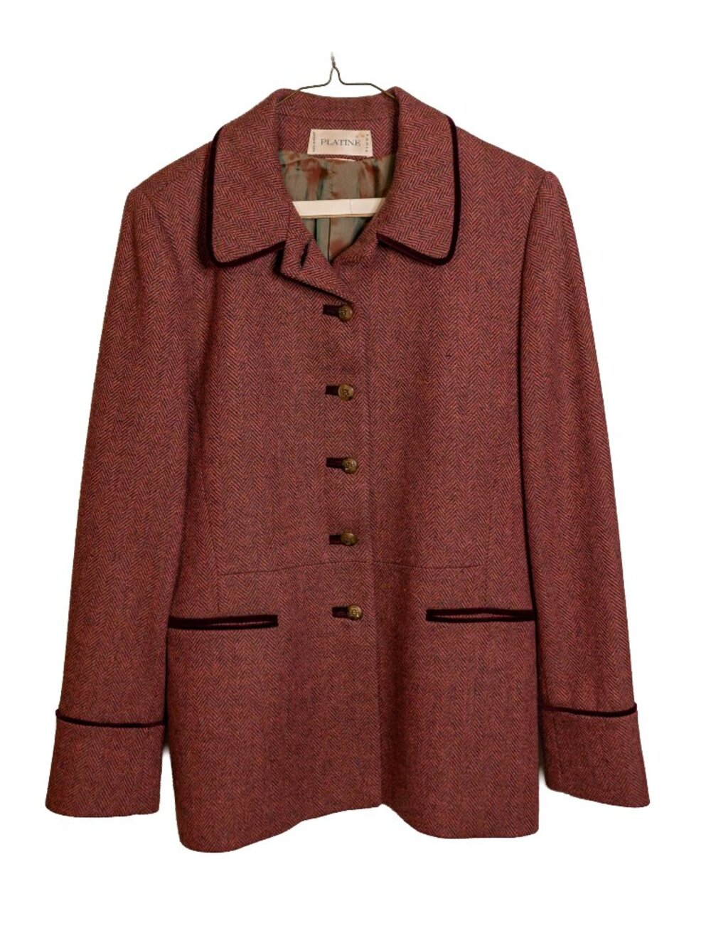 Vintage Platine Paris Wine Red Tweed Jacket Coat - Blazer - Made in France